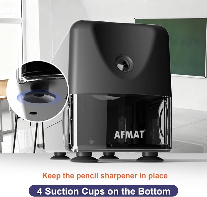 AFMAT Electric Pencil Sharpener, Cordless & Rechargeable, Heavy Duty Classroom Pencil Sharpeners for 6-11mm Pencils, Auto Stop, 2s Fast Sharpening, Battery Powered, 10,000 Sharpenings, PSD3