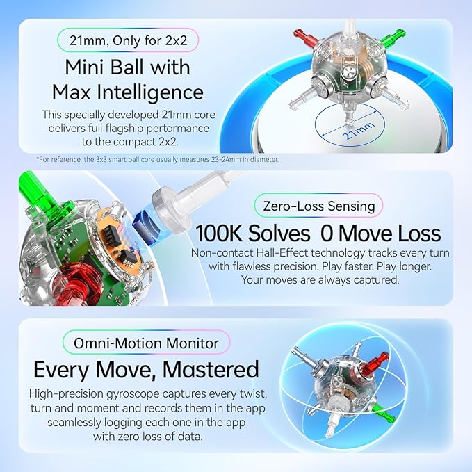GAN 251 UI 2x2 Magnetic Speed Cube with Wireless Charging & Bluetooth - Electronic Smart Cube with GAN PowerPod, Puzzle Toy for Kids Adults, Competition Timer, Step Tracking, UV Coated