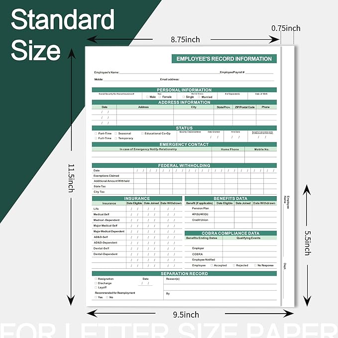 Employee Personnel File Folders,25-Pack, 9.5x11.5 Inch, Letter Size, Heavyweight Cardstock with 2 Secure Pockets,for HR Documents Organization