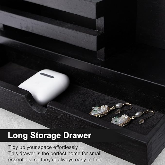 Lucundm Key Holder Wall Mount, Mail Holder with Storage Drawer and 5 Key Hooks for Coat, Dog Leash, Home Decor Rack, House Accessories, Entry Way Organizer