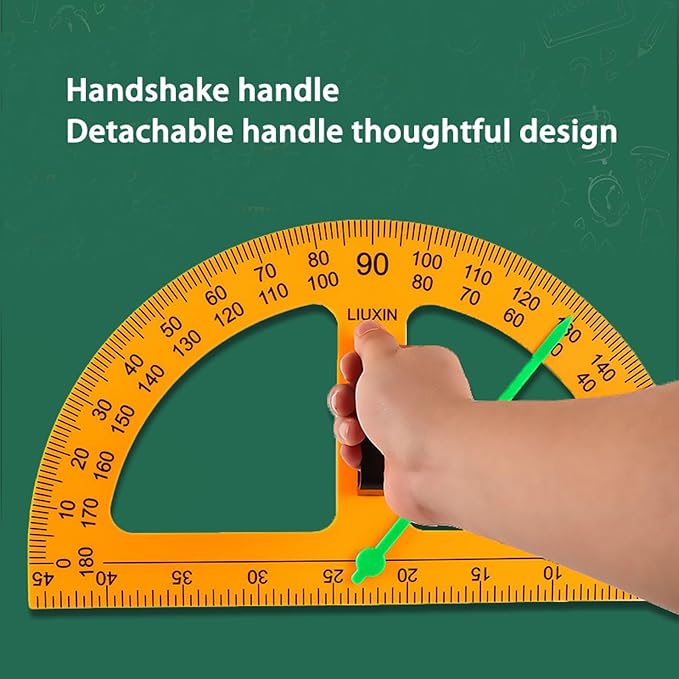 Magnetic Geometry Tool, Protractor, Triangle Rulers Easy Attachment Blackboard Measurement Kit, Teacher Board Protractor Multi-Purpose Kit Large Teaching Aids (Four-Piece Set)