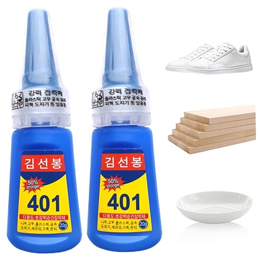 401 Glue 2Pcs Fast Drying Liquid Glue High Strength Liquid Adhesive for Metal Plastic Jewelry Low Whitening Multi Purpose Bonding Solution (20ml)