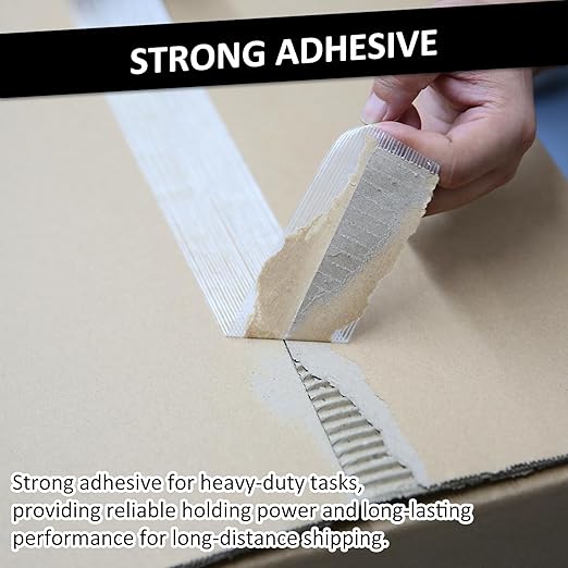 Ealyder Tape 3 Pack Transparent Reinforced Fiberglass Tape – 2 Inch x 30 Yards, 5.5 Mil Filament Strapping Tape, Adhesive Heavy Duty