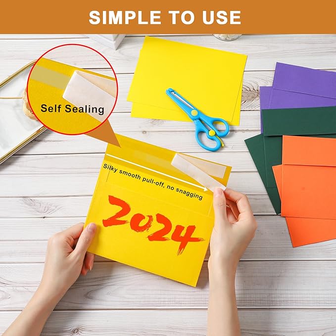 Silunkia 100 Packs 10 Assorted Colors Blank Flat Cards and Envelopes 4 x 6 Heavyweight Single Panel Cardstock and A4 Envelopes Printable Self Seal for Graduations, Wedding Invitations, Thank You Cards