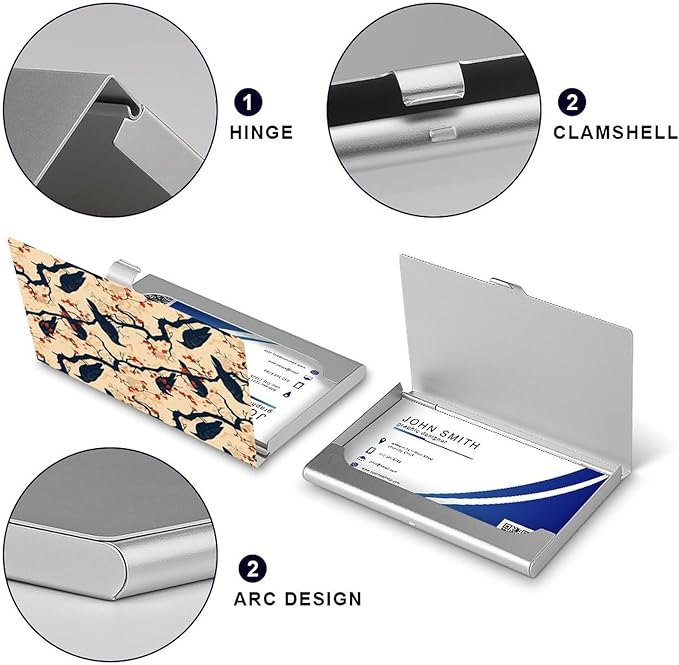 haigof Crow Business Card Holder Business Card Case Metal Business Card Organizer 3.7X2.2 In