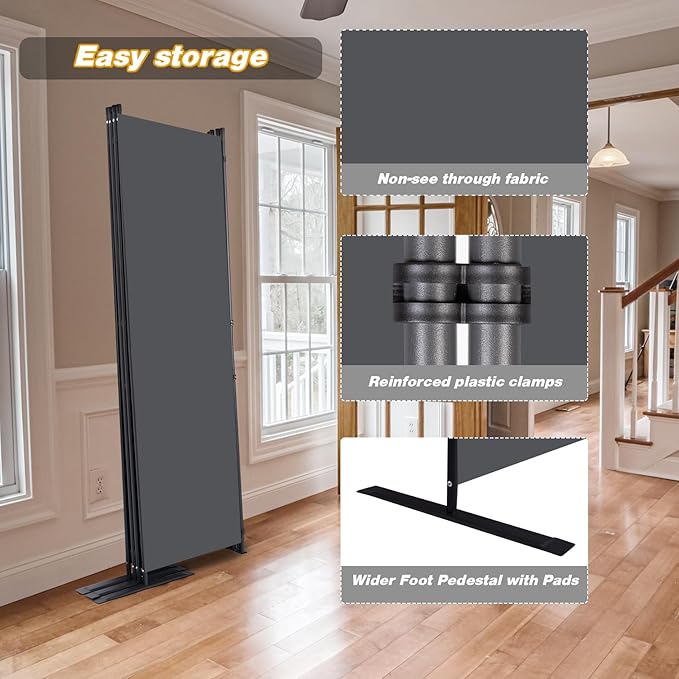 CHOSENM Wall Divider, 4 Panel Room dividers and Folding Privacy Screens with Wider Support Feet, 6 Ft Portable Privacy Screen for Room Separator, 88" W X 71" H, Grey