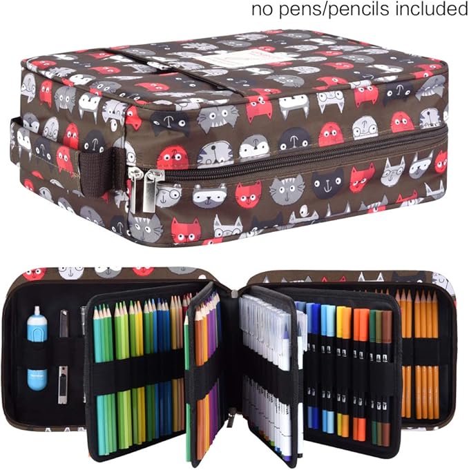 qianshan Pencil Case Holder Slot - Holds 260 Colored Pencils or 180 Gel Pens with Zipper Closure