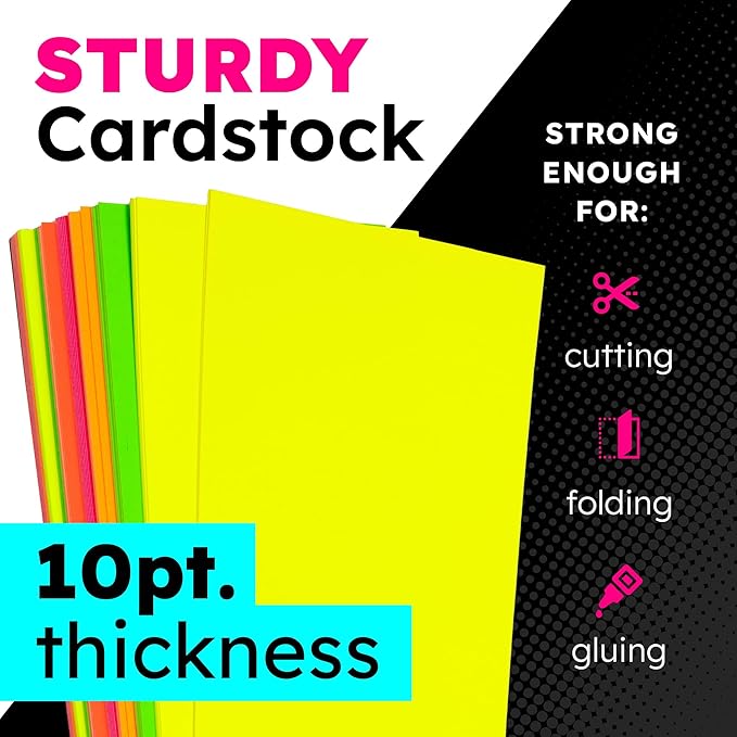 Hygloss Medium Poster Board 11x14 - 100 Assorted Neon Color Poster Boards Bulk Pack - 10 Pt. Thickness Colored Poster Board Paper for Projects, Signs, Displays - Posterboard Multipack 11" x 14"