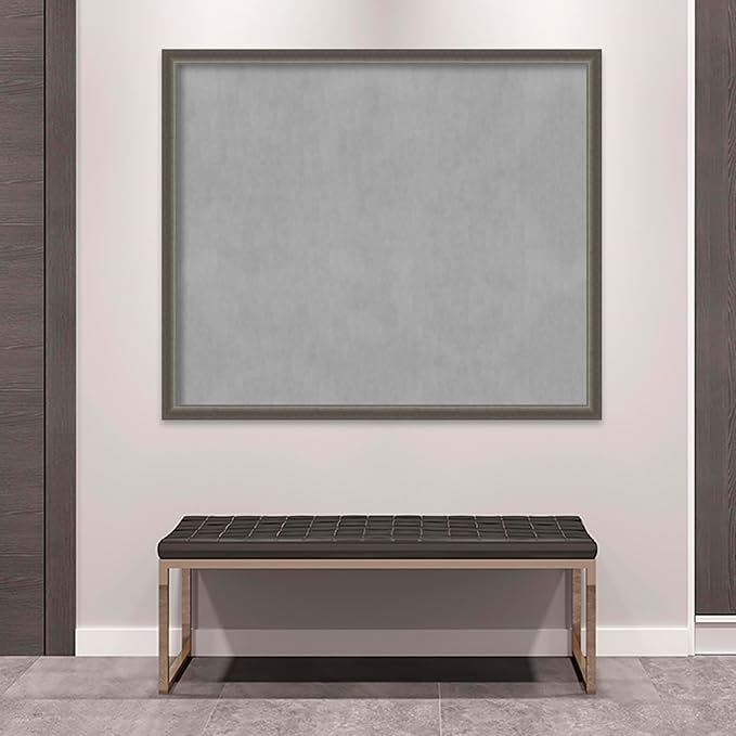 Amanti Art Silver Framed Magnetic Board 43x51 Oversize Vision Board for use with Magnets, 100% Metal Sheet to Display Items as Office Decor or for Home Organization in mudroom, Kitchen or Kids Room