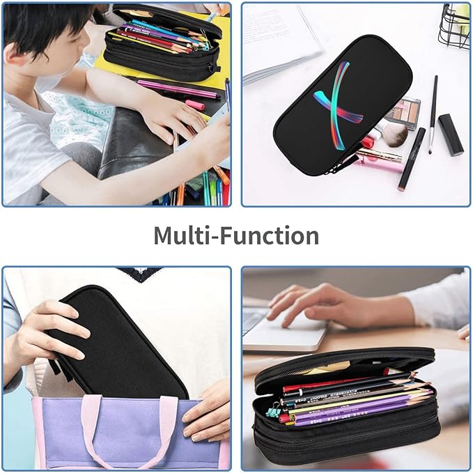 Pazacon Cute Initial Pencil Case for Kids Students, Large Capacity Pencil Pouch for Boys Girls, Letter Design Pencil Box Pen Bag Office Stationery Organizer, Rainbow Letter X