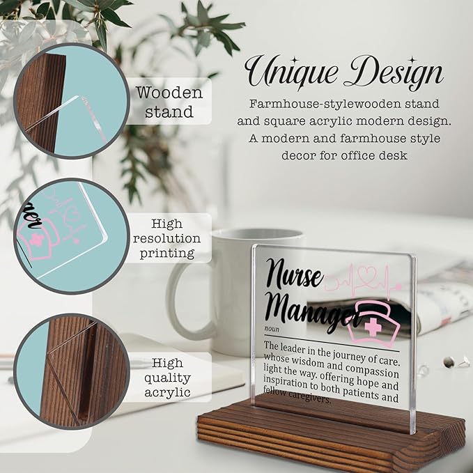 Nurse Manager Appreciation Gift Desk Sign, Thank You Gift for Nurse Leaders Hospital Staff Office Decor Plaque Nurse Supervisor Recognition PA063