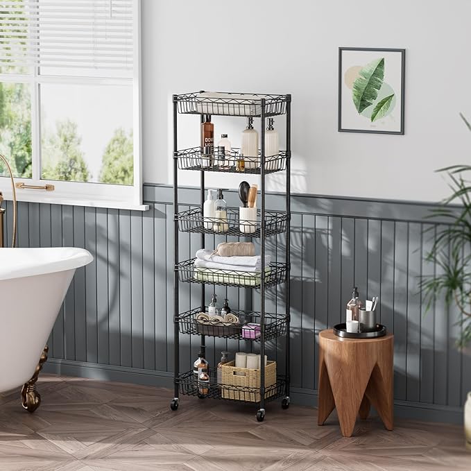 SINGAYE Shelf Closet Wire Shelving：Adjustable Metal Unit for Laundry Room Organization Bathroom Kitchen Home Storage with Wheels Pantry Rack Shelves