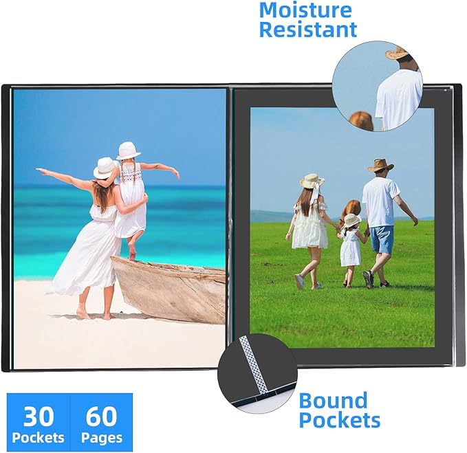 ZFCLXX Large 18"x24" Art Portfolio Heavy Duty Binder with Plastic Sleeves, Portfolio Folder with 30 Clear Sheet Protectors, Display 60 Pages, Poster Binder，Diamond Painting and Puzzle Storage Book
