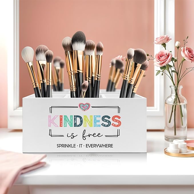 Exqcom Inspirational Mental Health Wellness Pen Pencil Holder, Kindness Gifts, Colorful Positive Motivational Makeup Brush Toothbrush Holder for Home Office Dorm Desk Accessories