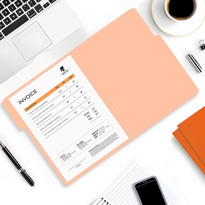 SUNEE File Folders, 30 Pack Manilla Folders 8.5 x 11, Colored File Folders Home Office School Supplies for Documents Files Paper, Orange