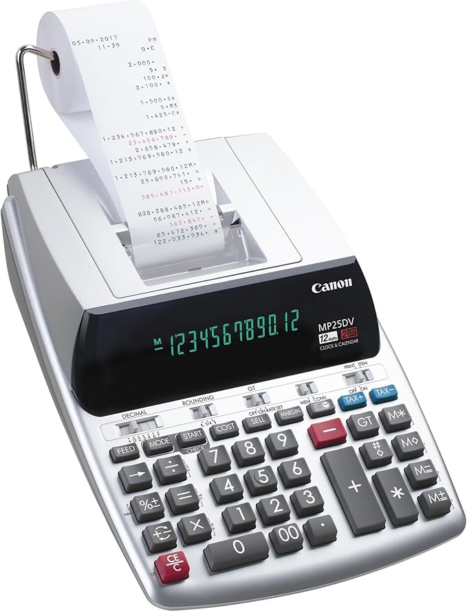 Canon Office Products 2202C001 Canon MP25DV-3 Desktop Printing Calculator with Currency Conversion, Clock & Calendar