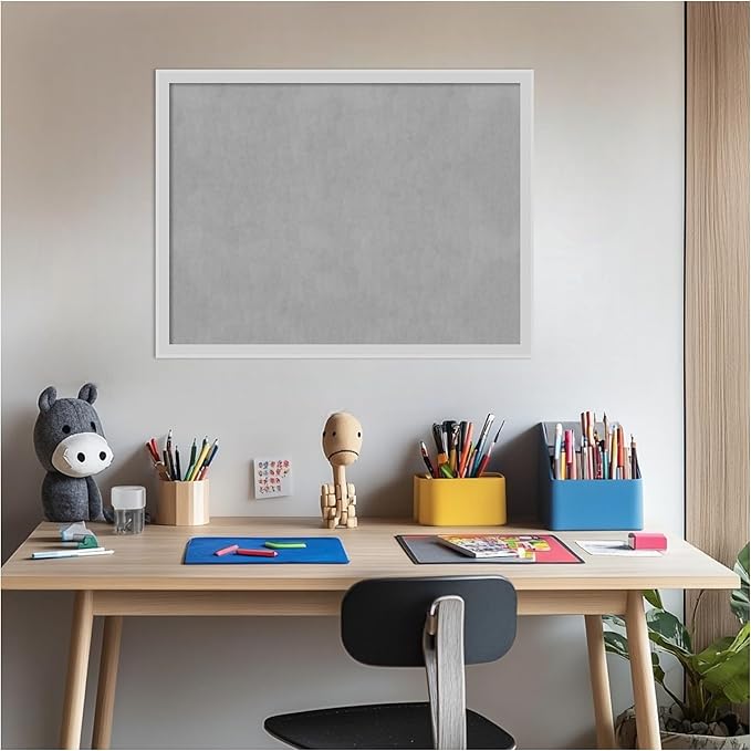 Amanti Art Silver Framed Magnetic Board 19x25 Medium Vision Board for use with Magnets, 100% Metal Sheet to Display Items as Office Decor or for Home Organization in mudroom, Kitchen or Kids Room