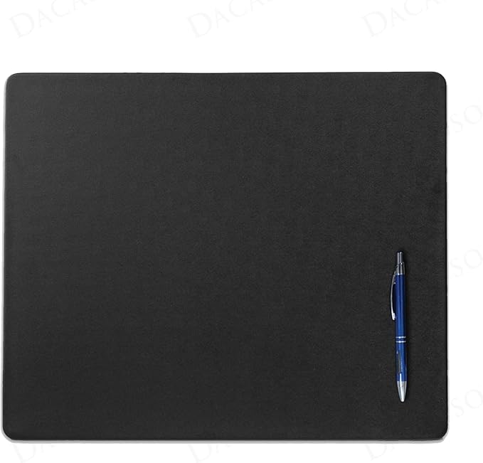DACASSO Leatherette Conference Table Pad - Luxury Leather Desk Blotter for Writing - Padded Executive Desk Surface Protector - (Black, 17” x 14”)
