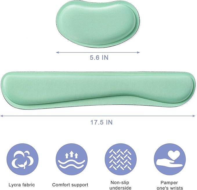 Hoewina Keyboard Wrist Rest,Ergonomic Wrist Rest,Superfine Fabric and Gel Memory Foam Wrist Pad for Computer Keyboard for Easy Typing & Pain Relief, Suitable for Office, Family, Outdoor, Bean Green