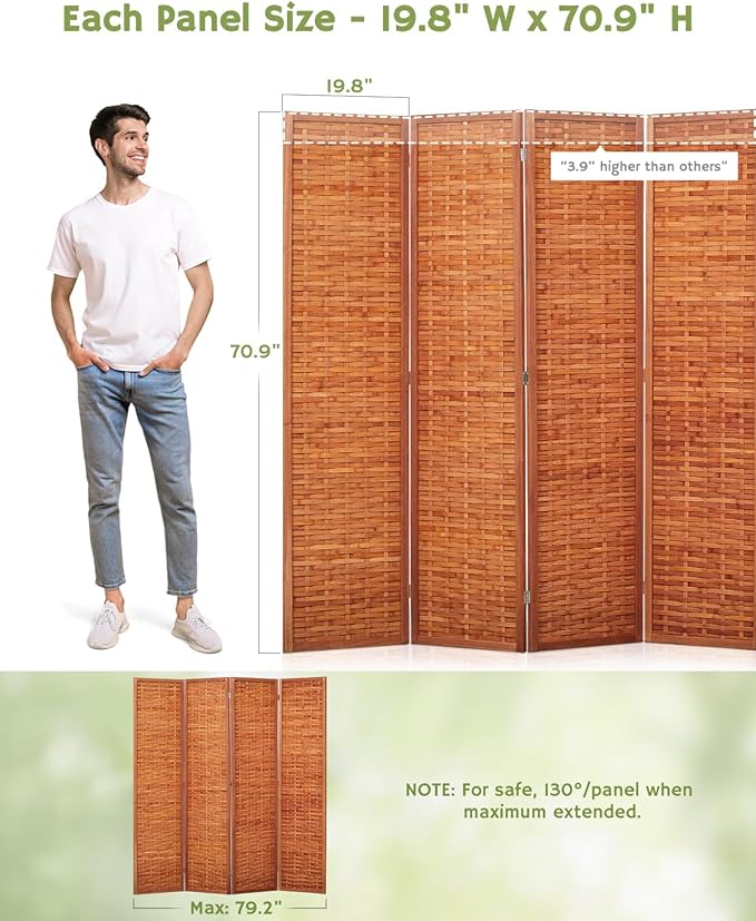 JOSTYLE 6ft Folding Privacy Screens 4-Panel Freestanding Room Dividers