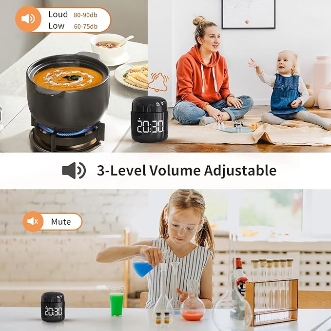 MeesMeek Digital Kitchen Timer,Countdown Countup Timer with Large LED Display Volume Adjustment,Timer for Cooking, Classroom Time for Kids and Teachers. (Black)