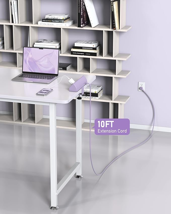 Jgstkcity Desk Clamp Power Strip,45W Fast Charging Station,4 USB-C,4 USB-A,1200J Surge Protector,ETL Listed,1875W Extension Cord,Multiple Outlets for Home, Office (Purple, 10 FT Cable)