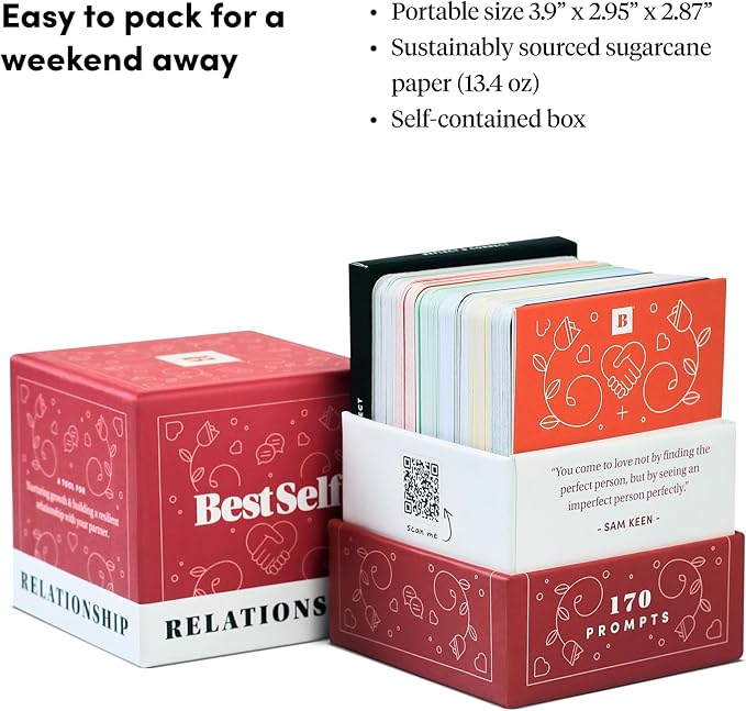 BestSelf Relationship Deck 170 Discussion Prompts Conversations Starter Couples Games - Perfect Couples Card Games for Adults, Romantic Gifts