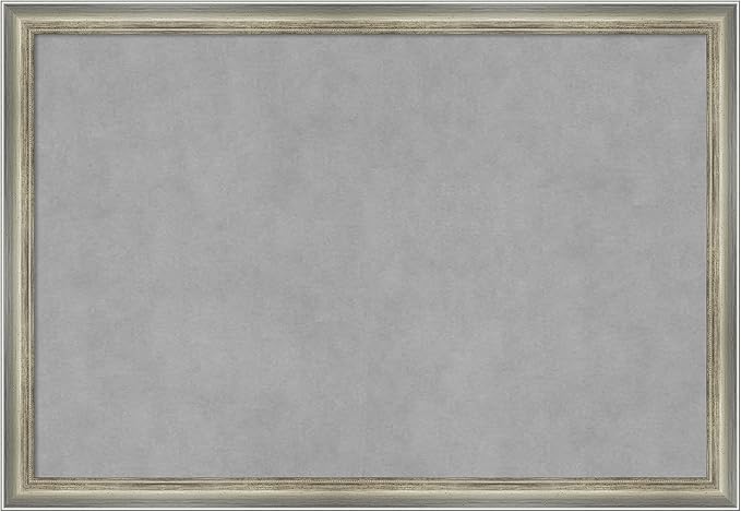 Amanti Art Silver Framed Magnetic Board 18x26 Medium Vision Board for use with Magnets, 100% Metal Sheet to Display Items as Office Decor or for Home Organization in mudroom, Kitchen or Kids Room