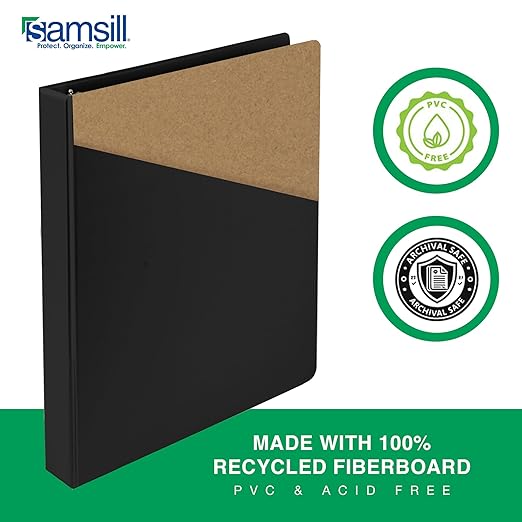 Samsill 1.5 Inch 3 Ring Binders, Made in USA, Economy Round Ring, Clear View Cover, 325 Sheet Capacity - for School, Home, Office - Black, 12 Pack