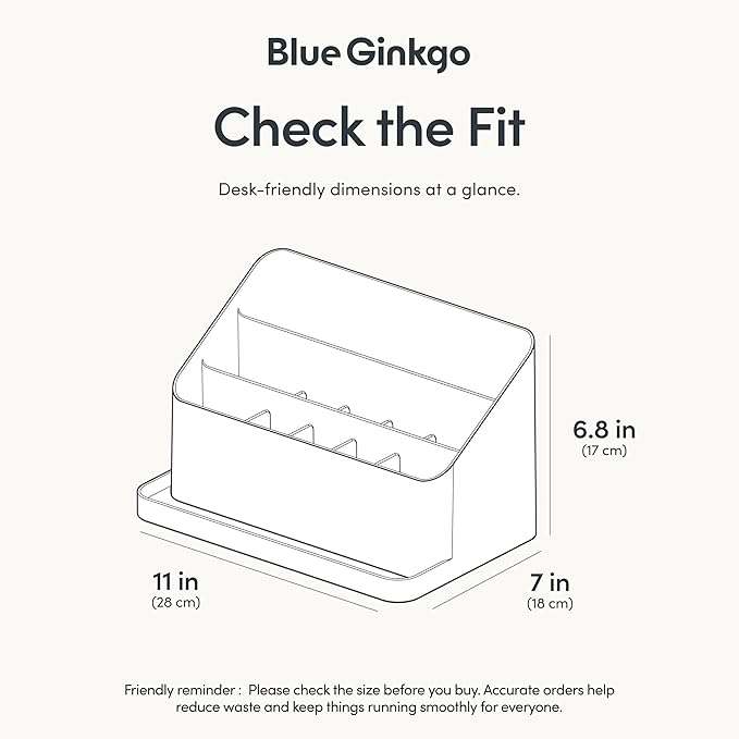 BLUE GINKGO Desk Organizer – Korean-Made Office Storage for Pens, Notes, Mail, and Supplies (White)