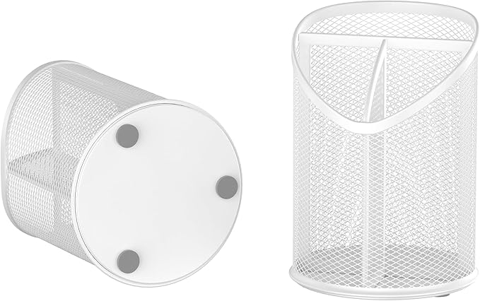 Delifox 2 Pack Pen Holder Mesh Round Pencil (White)