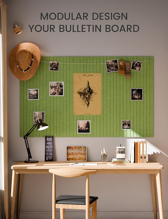 Fluxynara Large Felt Bulletin Board 48" x 36" Cork Board Alternative - 6 Pack with 40 Safe Removable Adhesive Tabs, Cork Boards for Walls Cork Board for Home Office Classroom Pin Board-Kelly Green