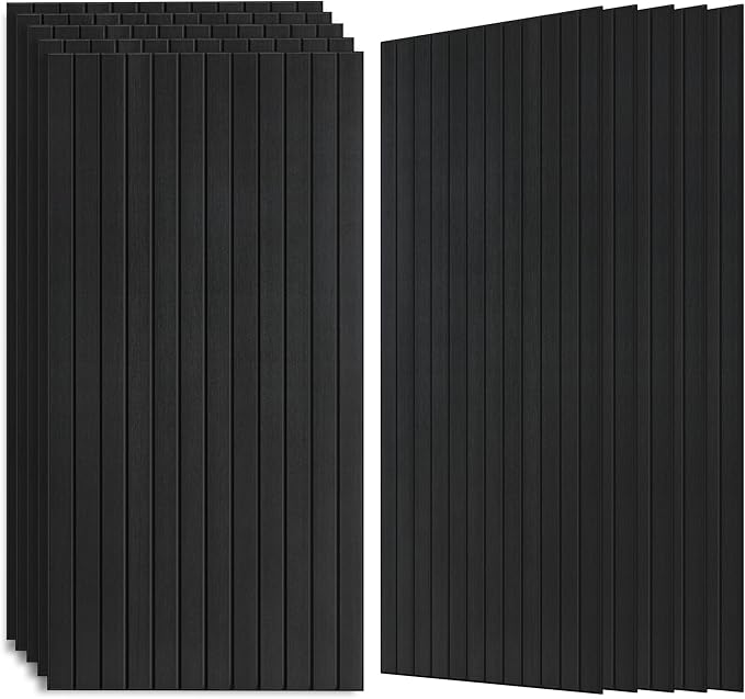 AUTORIFIC Wood Veneer Sound Panels, 10 Pack 47.2”x23.6” Wall Panels, Decorative Acoustic Panels for Walls, for Office,Home Theater,Studio,Living Room, Smoky(Mitred)
