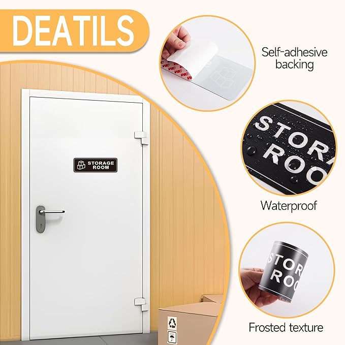 Storage Room Door Sign for Business and Home, Self-Adhesive Durable Modern Storage Room Sticker, Authorized Personnel Only Signs for Industry, Hospital, Restaurants, Private Area