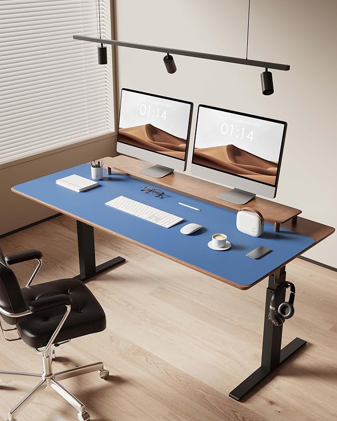 YSAGi Leather Desk Protector, Office Mat, Large Mouse Mat, Non-Slip PU Leather Blotter, Laptop Desk Mat, Waterproof Writing Pad for Office and Home (Sea Blue, 47" x 17")