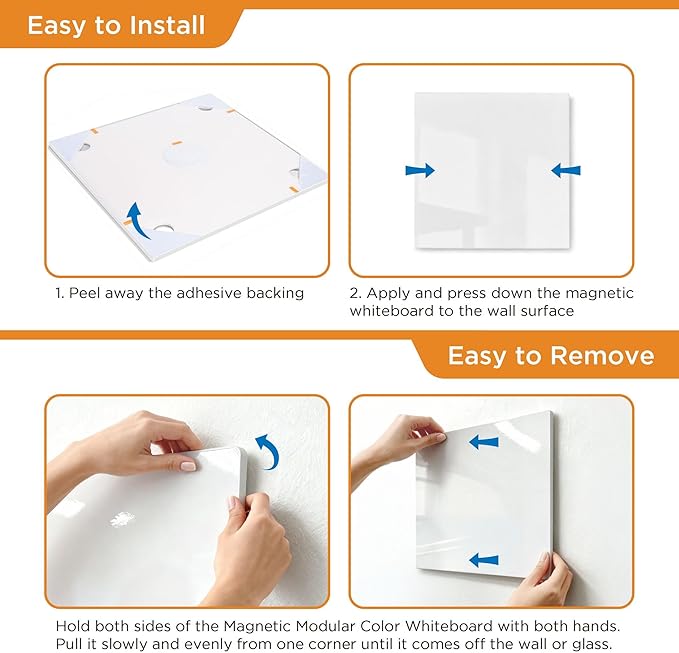 Comix Magnetic Dry Erase Board, 6 Pack, 11.8 x 11.8 Inches, Modular Whiteboard for Fridge, Office and Home, Small White Board Dry Erase Set for Kids, Students, Kitchen Organizer and Planner, White