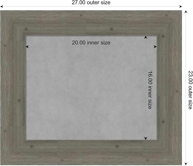 Amanti Art Grey Framed Magnetic Board 23x27 Small Vision Board for use with Magnets, 100% Metal Sheet to Display Items as Office Decor or for Home Organization in mudroom, Kitchen or Kids Room