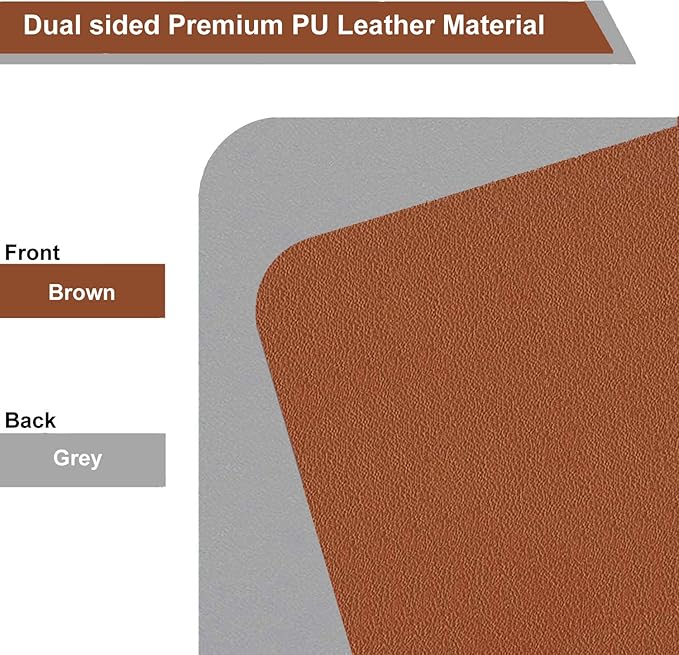 SUJAYU Dual Sided PU Leather Desk Pad, Mouse Pad, Office Desk Mat, Non-Slip Laptop Desk Pad, Waterproof Desk Writing Pad for Office and Home (23.6" x 11.8", Brown+Silver)