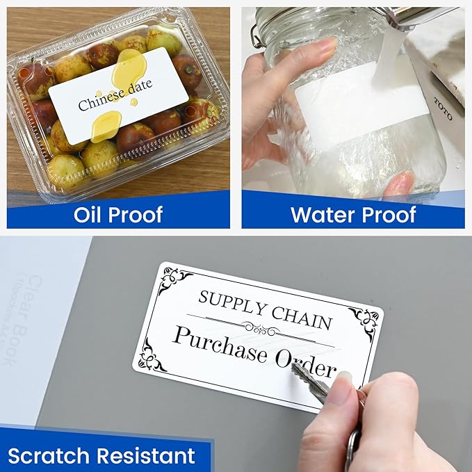 L LIKED 4" x 2" Blank Removable Labels with No Residue, Water and Oil Resistant, Use for Both Home and Office (1 Roll, 750 Labels)
