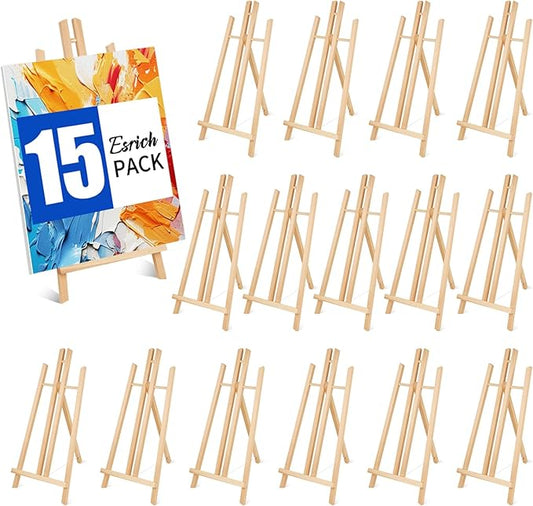 ESRICH 15pcs 17 Inch Tabletop Easels, Easel Stand for Painting,Tripod, Paint Party Easel, Kids Student Desktop Easel for Painting,Paint Easel for Canvas Paints