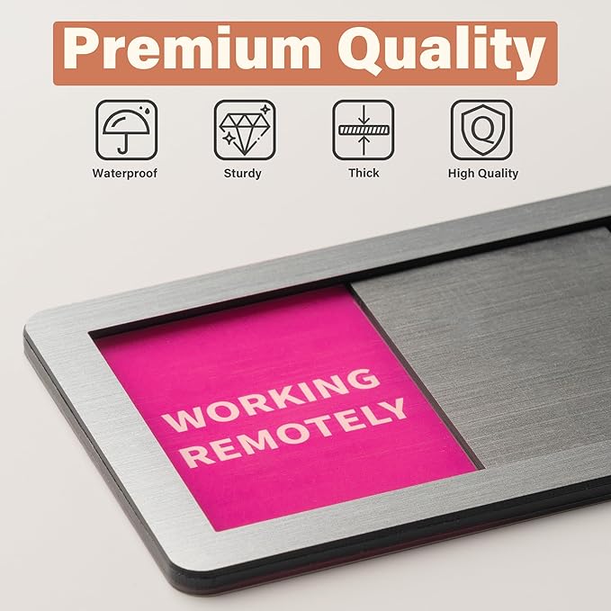 2PK Office Door Signs 6 Options Do Not Disturb, Please Knock, In A Meeting, Out Of Office, Working Remotely Back Soon Privacy Slider Sign for Meeting & Conference Room