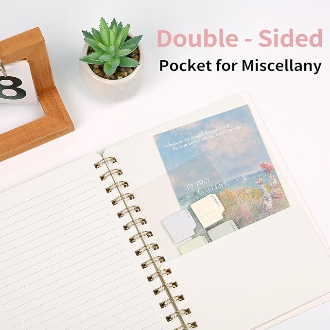 Spiral Notebook-5.75" x 8.125" College Ruled Journal with Inner Pockets and 160 Pages,PU Leather Cover Business Journal, Twin-Wire Binding Notebook Perfect for Office & Home School Supplies 3 pack Navy Blue