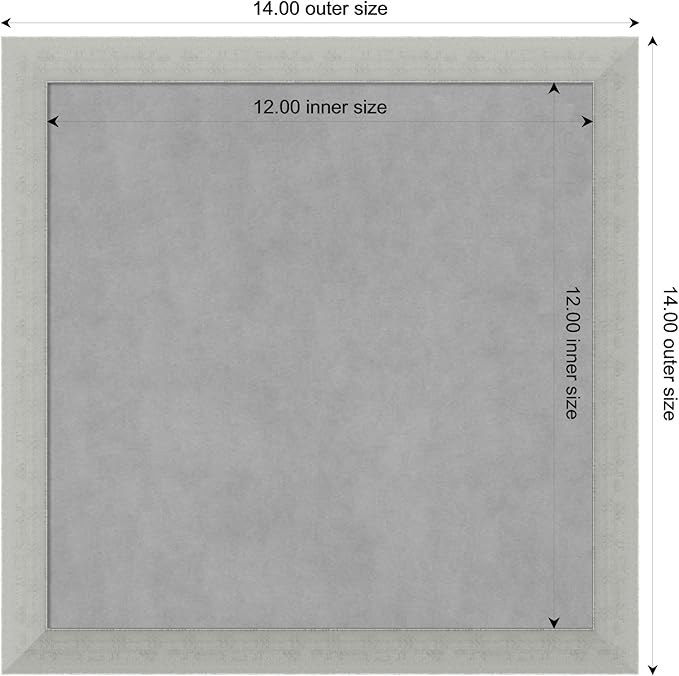 Amanti Art Silver Framed Magnetic Board 14x14 X-Small Vision Board for use with Magnets, 100% Metal Sheet to Display Items as Office Decor or for Home Organization in mudroom, Kitchen or Kids Room