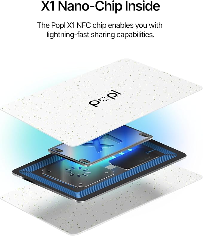 Popl Smart NFC Business Card - Sleek Modern Digital Business Card w/Instant App-Free Sharing - Customizable NFC Cards Compatible w/iPhone & Android (100% Recycled)