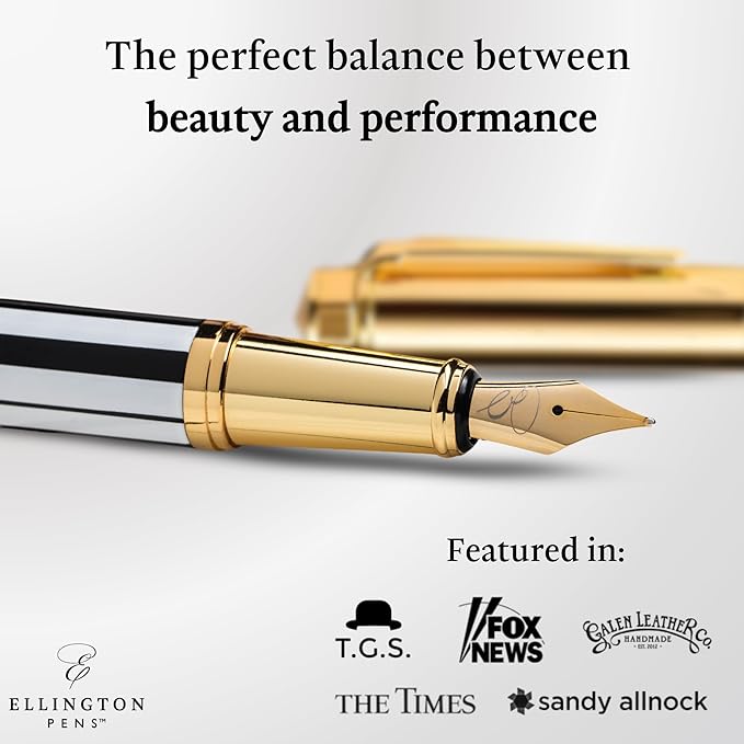 Ellington Pens Luxury Fountain Pen Set - Extra Fine Nib- Includes 3 Ink Cartridges, Refillable Ink Converter, Gift Box- Fountain Pens For Writing, Calligraphy, Journaling, Sketching (Master Chopin)