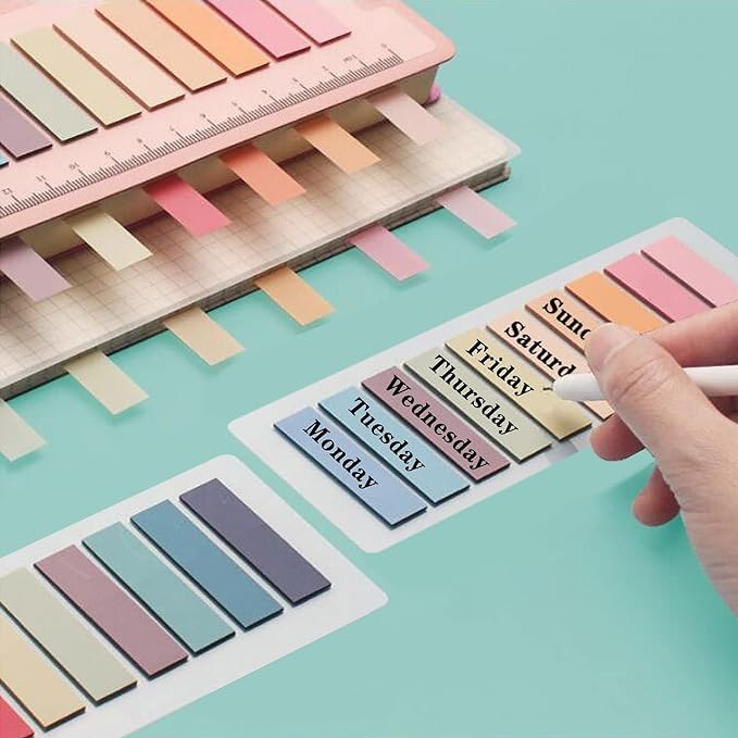 ELII 2000pcs Books Tabs for Annotating,Sticky Tabs Clear Sticky Notes,Page Markers for Notebooks, Multi-Colored Writable and Repositionable Book Flags Strip