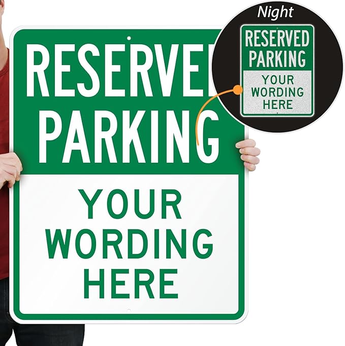 SmartSign 30 x 24 inch Custom “Reserved Parking” Metal Sign - Add Text, 80 mil Aluminum, 3M Laminated Engineer Grade Reflective Material, Green and White, Made in USA