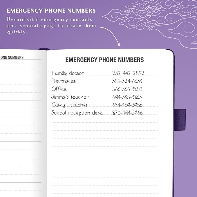 Legend Planner Address Book with Alphabetical Tabs –Telephone Contacts Book for Phone Numbers, Addresses, Passwords, Medium (Purple)