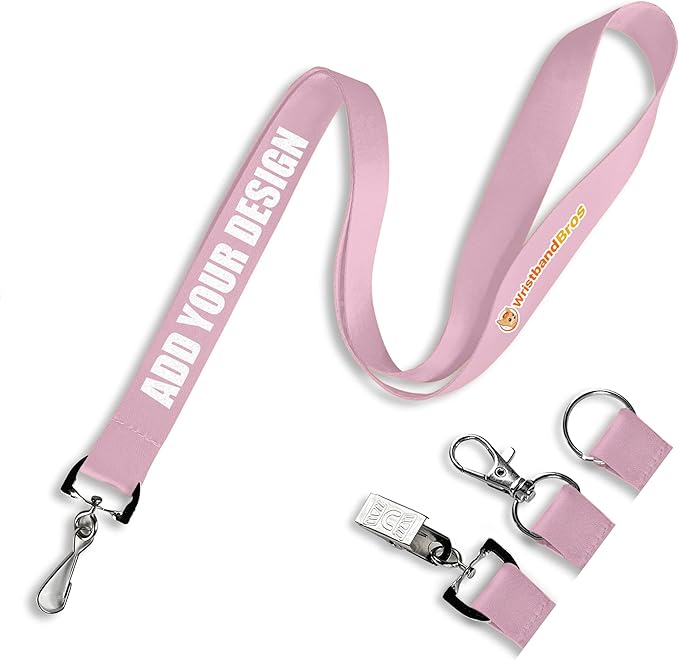 Wristband Bros Custom Lanyards For ID Badges, Keys & More | Add Text & Logos | Choose Your Attachment | Bulk Quantities For Events