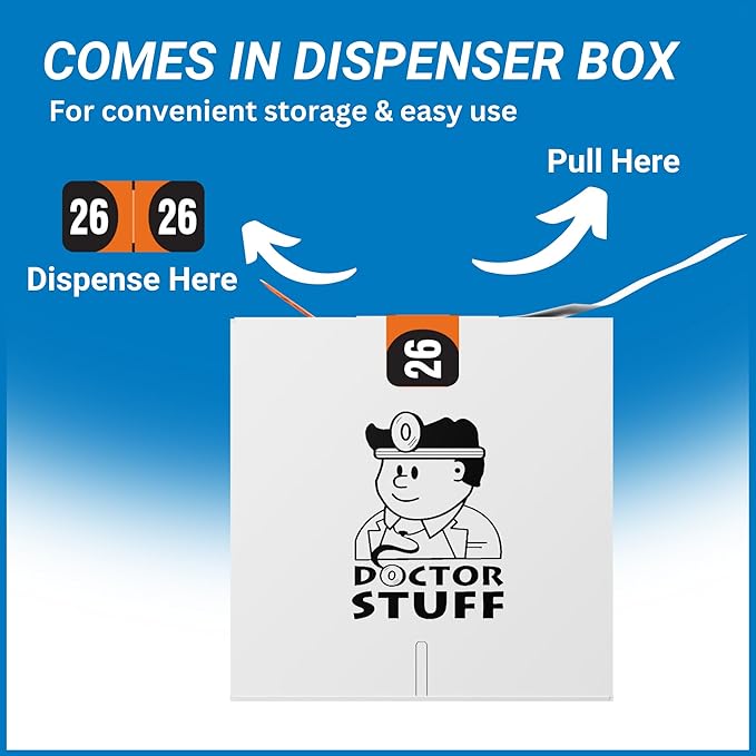 2026 Year Stickers, Doctor Stuff 2026 Chart Stickers, Orange/Black Color Coded, Arden Style, USA Made Year Labels for End Tab File Folders, 500/Roll, 1 Roll, 3/4" x 1-1/2"